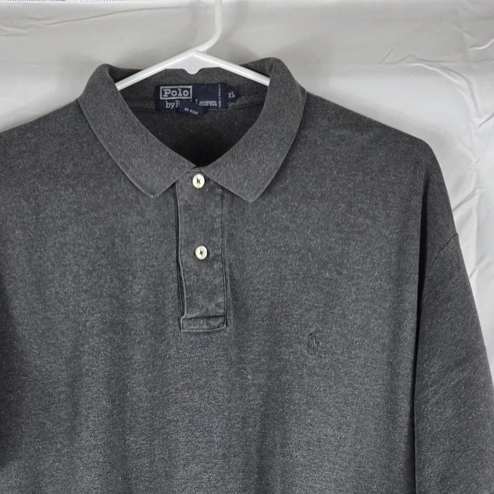 Polo Ralph Lauren Mens XL Charcoal Gray Short Sleeve Cotton Polo Shirt Classic